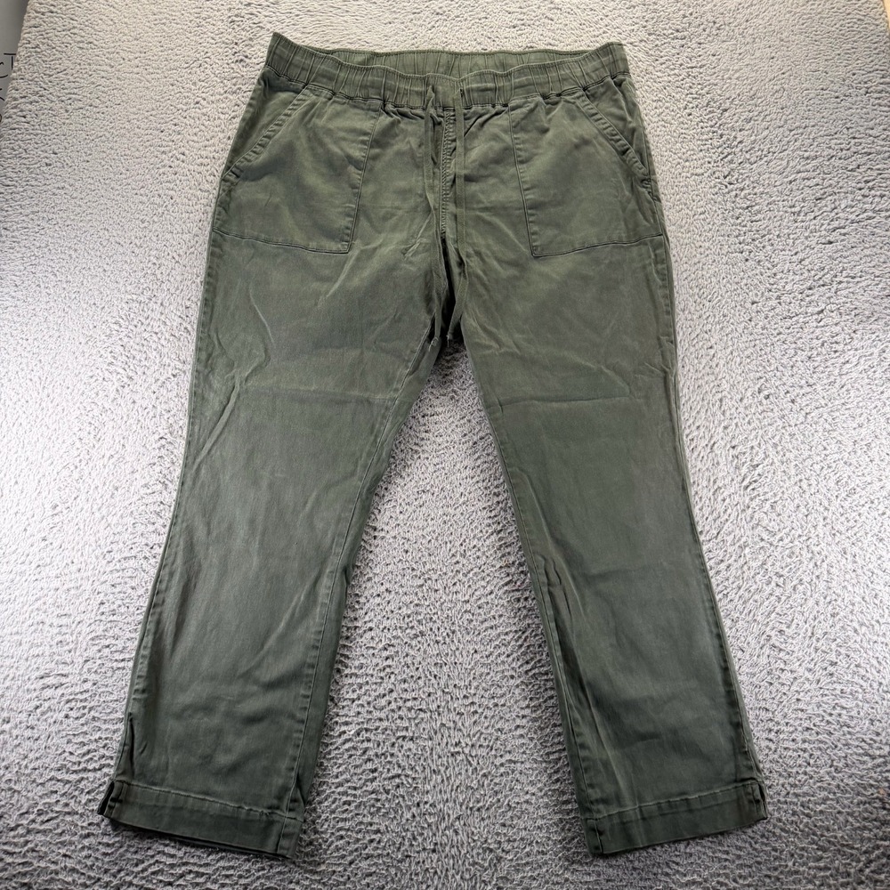 Buffalo David Bitton Pant Womens XL Green Tencel Khakis Straight Utility Stretch